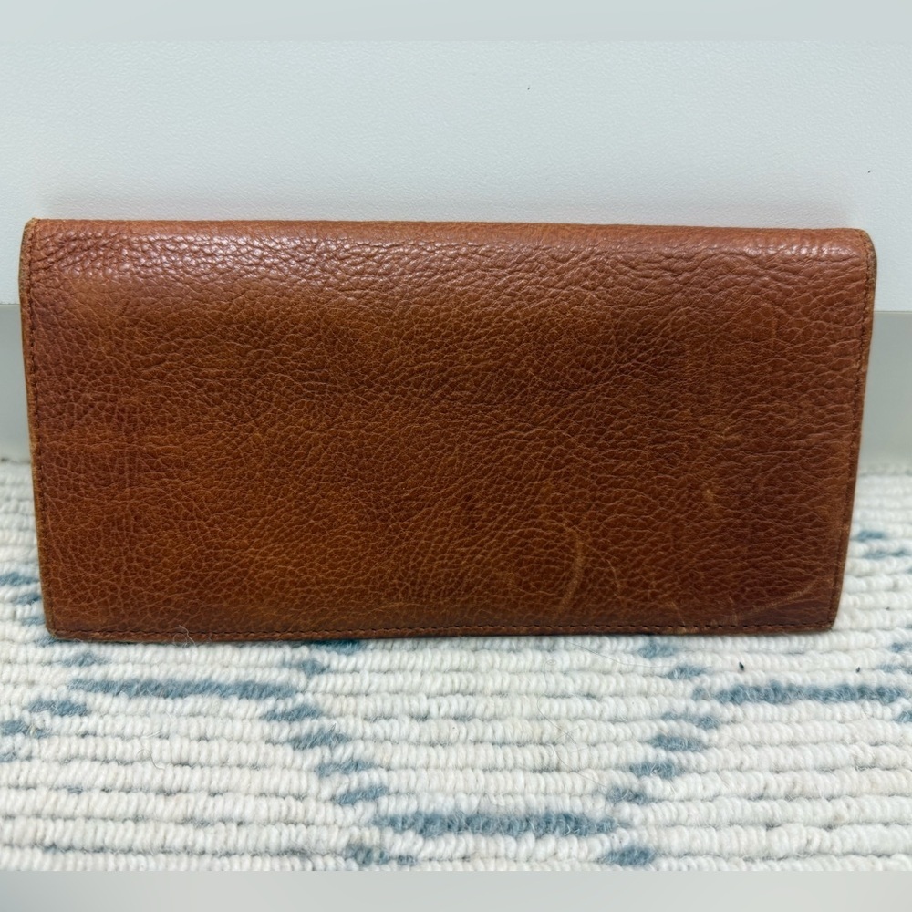 HUNTING WORLD Vintage Unisex Brown Pebbled Logo Embossed Bifold Wallet Italy - Picture 2 of 16